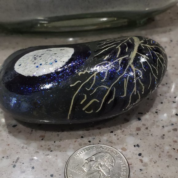 Painted RIVER ROCK . Color blue Night - Picture 5 of 9